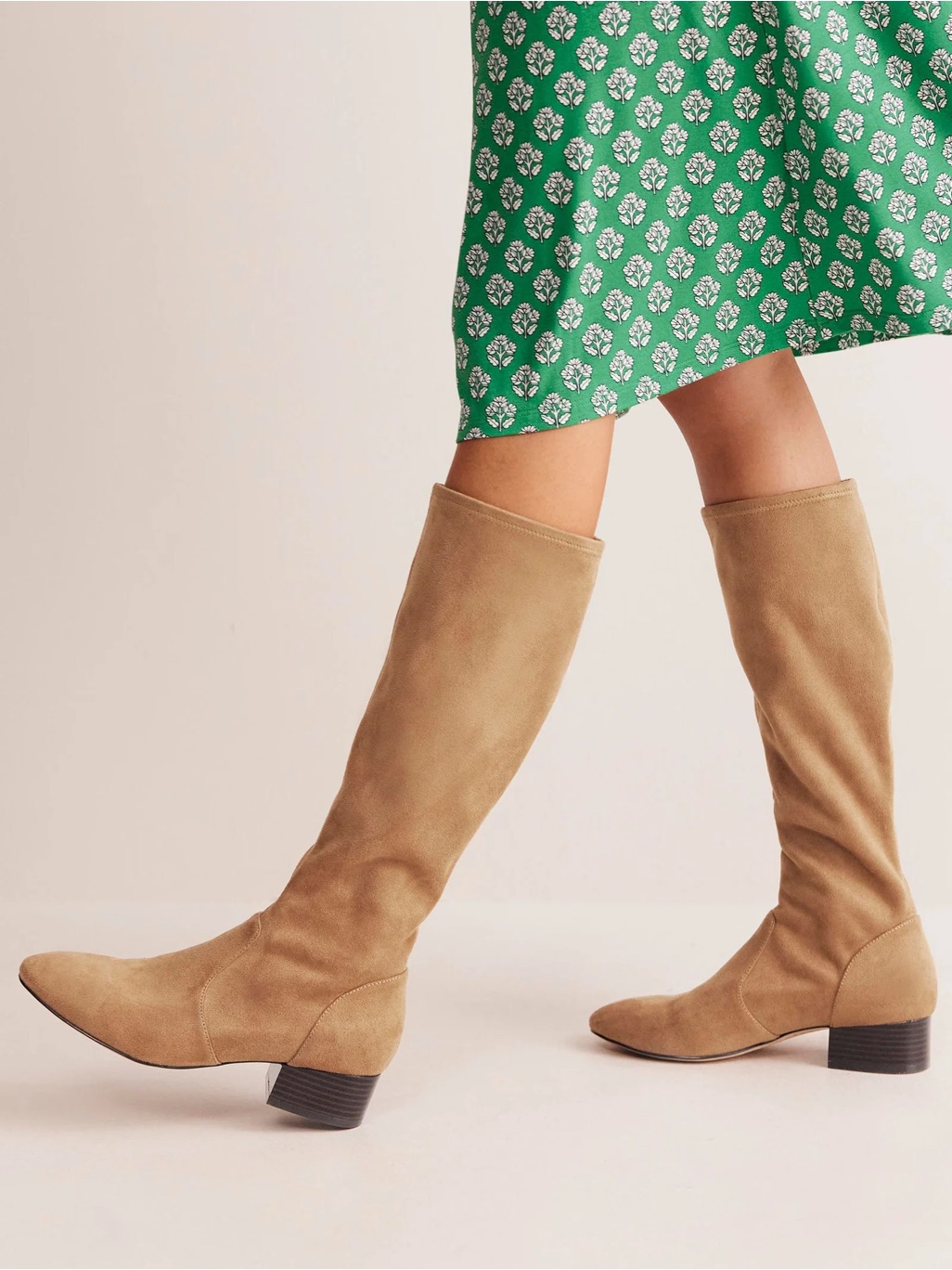 Boden Cara Heeled Stretch Knee Boots Size 41 Tan